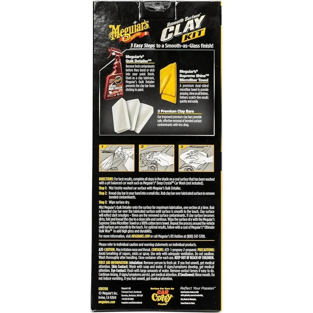 Meguiar's Smooth‎ Surface Clay Kit - Safe And Easy Car Claying NEW Wax Glide ON